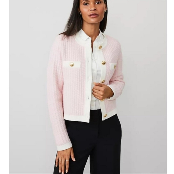 Ann Taylor Textured Stitch Sweater Jacket XL - Picture 3 of 16